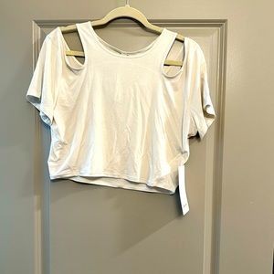 White Lululemon Short Sleeve Cut Out Yoga Shirt